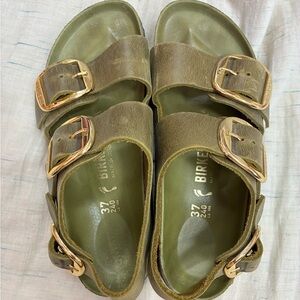 Birkenstock Milano Sandals - Olive Green